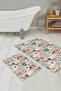 Powder Floor Tropical Flowers Digital Printed 2-Piece Non-Slip Base Bathroom & Kitchen Mat Set - 3