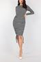 Color Goose Feet Patterned Side Ruffle Detail Long Sleeve Mini Size New Season Dress - 6