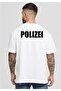 تي شيرت رجالي كبير الحجم بطبعة Polizei باللون الأبيض