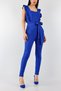 Blue Flexible Fabric Ruffled Evening Dress with Belt Detail, Jumpsuit, Evening Dress and Graduation Dress 106