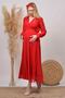 Women's Red Baby Shower Chiffon Maternity Dress Hml003 - 3