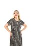 Plus Size Women's Relaxed Cut Patterned Short Sleeve Asymmetrical Viscose Combed Cotton Dress - 4