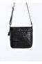 Genuine Leather Medium Size Black Cross Strap Shoulder Bag - 2