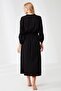 Combed Cotton Mood Comfort Feel Linen Dress 9210 - Black - 3