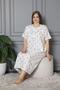 100% Cotton Combed Cotton Short Sleeve Plus Size Mother's Nightgown 584 - 2