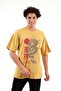 Unisex Oversize Warriors Printed Yellow T-shirt - 2