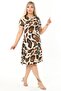 Women's Brown Black Spot Pattern Plus Size Midi Dress - 5