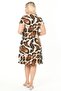 Women's Brown Black Spot Pattern Plus Size Midi Dress - 7