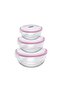 Round Glass Storage Container with Lockable, Leak-Proof Lid, Set of 4, 2 and 1 Liters