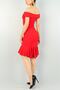 Crepe Fabric Cross Collar Detailed Slim Fit Midi Length Red Evening Dress Emr-086 - 4