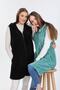 Women's Mint Green Long Zippered Fleece Vest - 2
