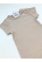 Beige Corded Modal Cotton Romper Short Jumpsuit Salopet - 3