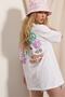 Women's White Crew Neck Front and Back Flock Printed 100% Cotton Oversize T-Shirt ALC-X7982
