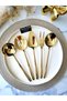 Gold 77 Pieces 12 Person Fork Spoon Knife and Serving Set - 3