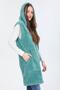 Women's Mint Green Long Zippered Fleece Vest