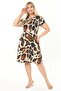 Women's Brown Black Spot Pattern Plus Size Midi Dress - 2