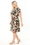 Women's Brown Black Spot Pattern Plus Size Midi Dress - 3