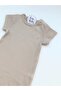 Beige Corded Modal Cotton Romper Short Jumpsuit Salopet - 2