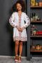Women's White Traditional Embroidered Balloon Sleeve Woven Dress M10160000EL94015 - 4