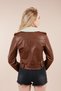 Women's Brown Collar Furry Leather Jacket - 6