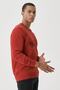 Men's Black-Red Standard Fit Crew Neck Patterned 100% Cotton Knitwear Sweater - 4