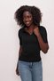 Women's Polo Neck Ribbed Thin Knitwear Sweater Black 22sw308