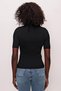 Women's Polo Neck Ribbed Thin Knitwear Sweater Black 22sw308 - 4