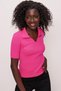 Women's Polo Neck Ribbed Thin Knitwear Sweater Fuchsia 22sw308