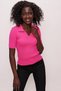 Women's Polo Neck Ribbed Thin Knitwear Sweater Fuchsia 22sw308 - 3