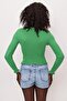 Women's Crew Neck Ruffled Thin Knitwear Sweater - 4