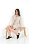 Beige High Collar Long Sleeve Tunic Dress with Pockets / Bmc-001 - 4