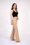 Women's Summer Beige High Waist Chain Accessory Flared Trousers Casual Daily Office Stylish 3876