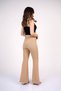 Women's Summer Beige High Waist Chain Accessory Flared Trousers Casual Daily Office Stylish 3876 - 2