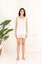 Thick Strap Light Beige Melange Shorts Set