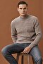 Men's Brown-gray Standard Fit Regular Cut Half Turtleneck Patterned Knitwear Sweater - 5