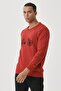 Men's Black-Red Standard Fit Crew Neck Patterned 100% Cotton Knitwear Sweater - 3