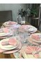 American Service, Pink Coral 6 Plates, 6 Napkins, 6 Napkin Rings and Runner Tk4 - 3
