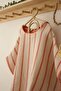 Striped Multi Muslin Poncho – Salmon - 2