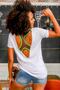 Women's White Round Collar Choice Printed Oversize T-Shirt with Mesh Detail on the Back M10010300TS98088 - 2
