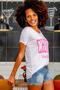 Women's White Round Collar Choice Printed Oversize T-Shirt with Mesh Detail on the Back M10010300TS98088 - 3