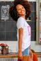 Women's White Round Collar Choice Printed Oversize T-Shirt with Mesh Detail on the Back M10010300TS98088 - 4
