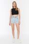 Light Blue Ripped High Bek Mini Denim Shorts Twoss22Sr00047 - 3