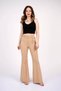 Women's Summer Beige High Waist Chain Accessory Flared Trousers Casual Daily Office Stylish 3876 - 3