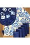 American Service, Blue Coral 6 Plates, 6 Napkins, 6 Napkin Rings and Runner Tk4