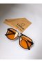 Unisex Retro Pilot Double Bridge Orange Glass Women's Sunglasses 53/20/148 - 2