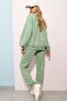 Women's Green Green Crew Neck Two Thread Basic Tracksuit Set with Elastic Waist and Legs ALC-507-669-001 - 6