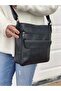 Genuine Leather Large Size Crossbody Shoulder Bag Black - 2