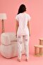 Embroidered Short Sleeve Pajama Set - 2