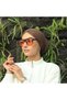Unisex Retro Pilot Double Bridge Orange Glass Women's Sunglasses 53/20/148 - 7