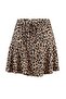 Camel Leopar Desenli Etek Görünümlü Yüksek Bel Mini Örme Şort TWOSS21SR0621 - 7